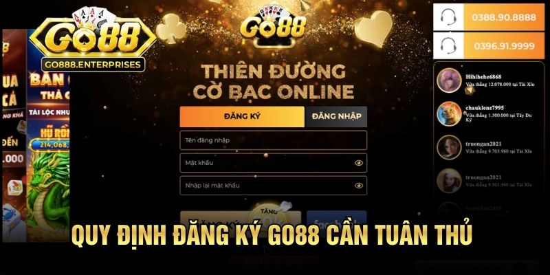 Quy định đăng ký GO88 cần tuân thủ theo